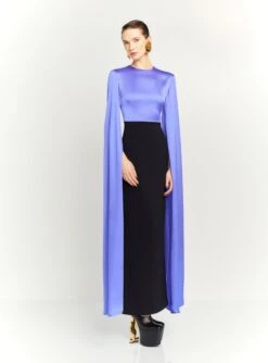 The Adley Maxi Dress In Periwinkle And Black