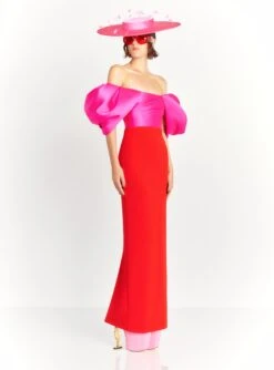 The Sian Maxi Dress In Pink And Red -Solace Dress Shop SIAN MAXI DRESS OS40006 PINK RED 053 R1