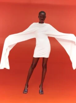 The Leona Mini Dress In Cream -Solace Dress Shop SOLACE LONDON OS30004 LEONA MINI DRESS WINTER WHITE 3