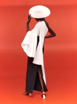 The Marcelle Maxi Dress In Cream & Black -Solace Dress Shop SOLACE LONDON OS30019 MARCELLE MAXI DRESS WINTER WHITE BLACK 4