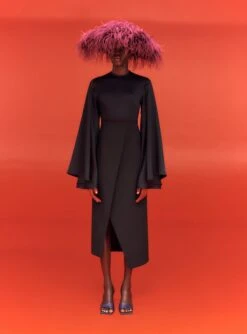 The Asta Midi Dress In Black -Solace Dress Shop SOLACE LONDON OS30035 ASTA MIDI DRESS BLACK 2