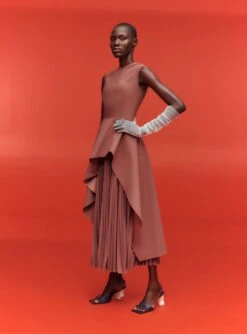 The Severny Midi Dress In Mocha 10 The Severny Midi Dress In Mocha -Solace Dress Shop SOLACE LONDON OS30037 SEVERNY MIDI DRESS MOCHA 2