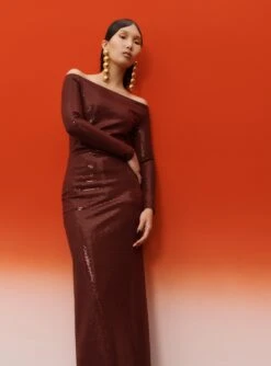 Solace Dress Shop 9 Solace Dress Shop -Solace Dress Shop SOLACE LONDON OS31014 RUBY MAXI DRESS AUBERGINE 3