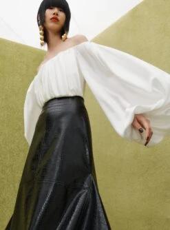 The Brooke Skirt In Black Vegan Leather -Solace Dress Shop SOLACE LONDON OS31016 BROOKE SKIRT VEGAN BLACK 3