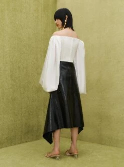 The Brooke Skirt In Black Vegan Leather -Solace Dress Shop SOLACE LONDON OS31016 BROOKE SKIRT VEGAN BLACK 4