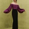 The Finn Maxi Dress In Dark Purple & Black -Solace Dress Shop SOLACE LONDON OS31045 FINN MAXI DRESS DARK PURPLE BLACK 1
