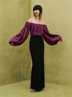The Finn Maxi Dress In Dark Purple & Black