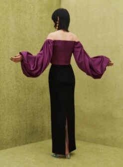 The Finn Maxi Dress In Dark Purple & Black -Solace Dress Shop SOLACE LONDON OS31045 FINN MAXI DRESS DARK PURPLE BLACK 3