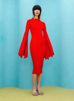 The Ami Midi Dress In Red -Solace Dress Shop SOLACE LONDON OS31073 AMI MIDI DRESS RED 2