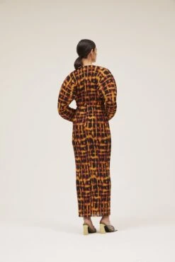 The Mirabelle Dress In Brown Painted Check -Solace Dress Shop solace london os21061a mirabelle brown painted check back 3