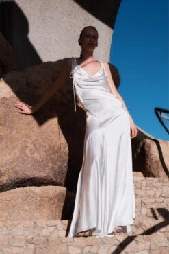 The Aletta Dress In Cream -Solace Dress Shop solace london os27034 aletta winter white shoot 1