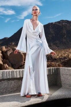 The Vianne Dress In Cream -Solace Dress Shop solace london os27046 vianne winter white shoot 1