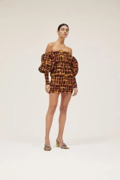 The Skye Dress In Brown Painted Check
