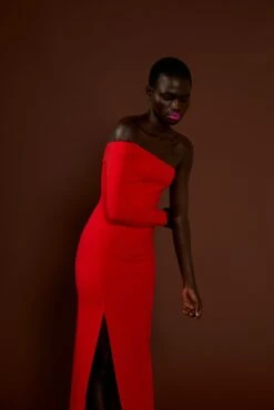 The Palmer Dress In Red -Solace Dress Shop solace london os29005 palmer red side detail 5 1