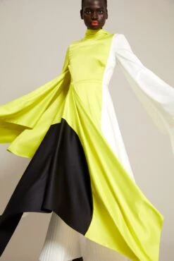 The Ella Dress In Colour Block Sulphur