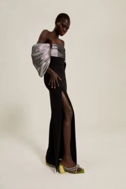 The Luna Dress In Gunmetal -Solace Dress Shop solace london os29017 luna gunmetal side 3 2